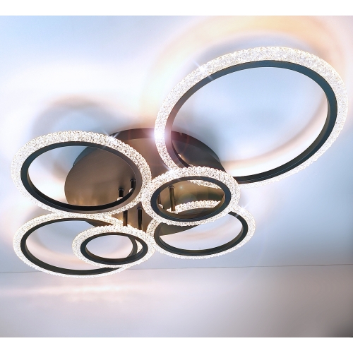 Czarny plafon LED z pierścieniami 86cm  - P150